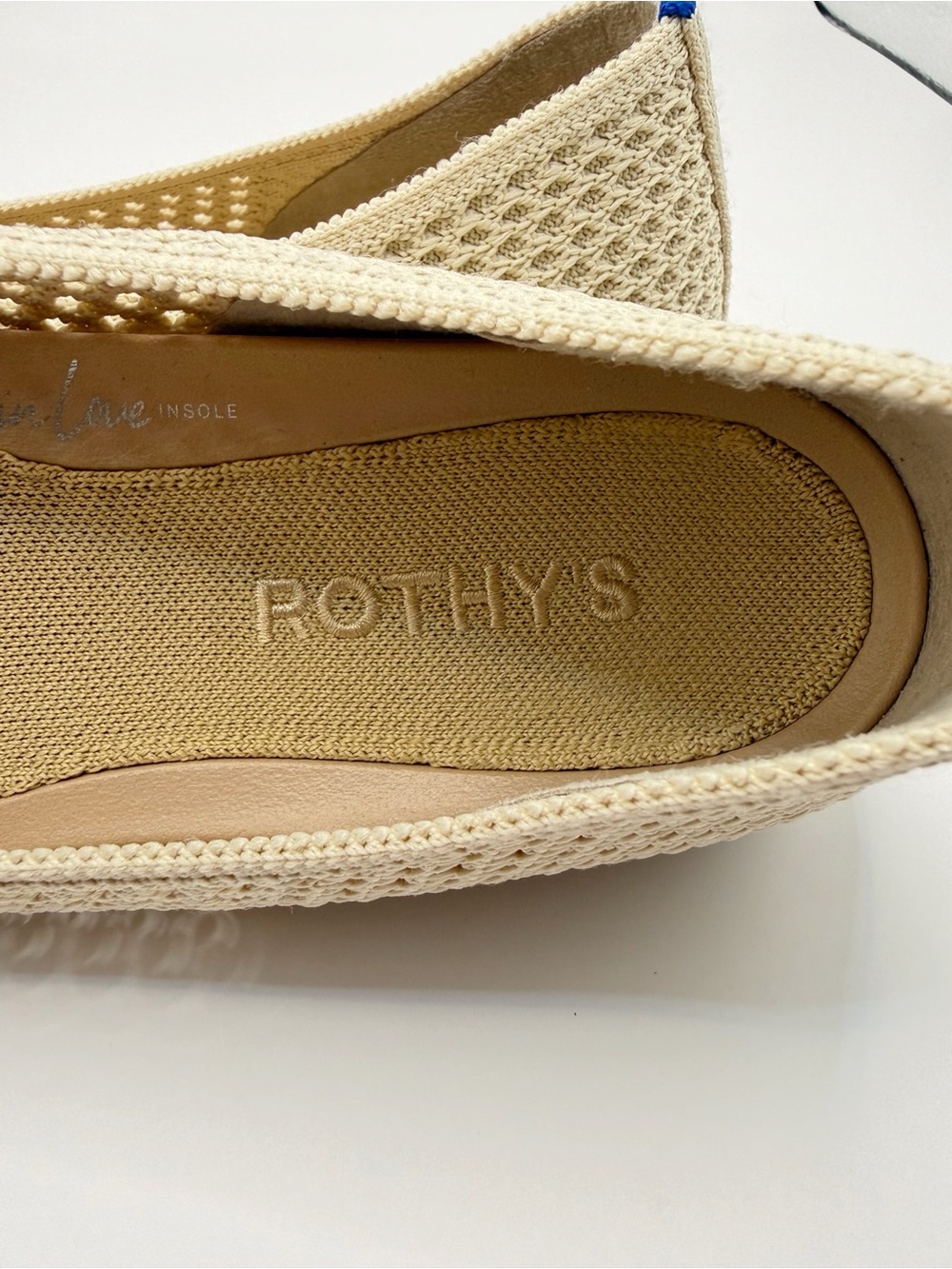 Rothy's The Max Square Off White Mesh Ballet Flats Ivory Perforated Knit Shoes 8 - Picture 10 of 14